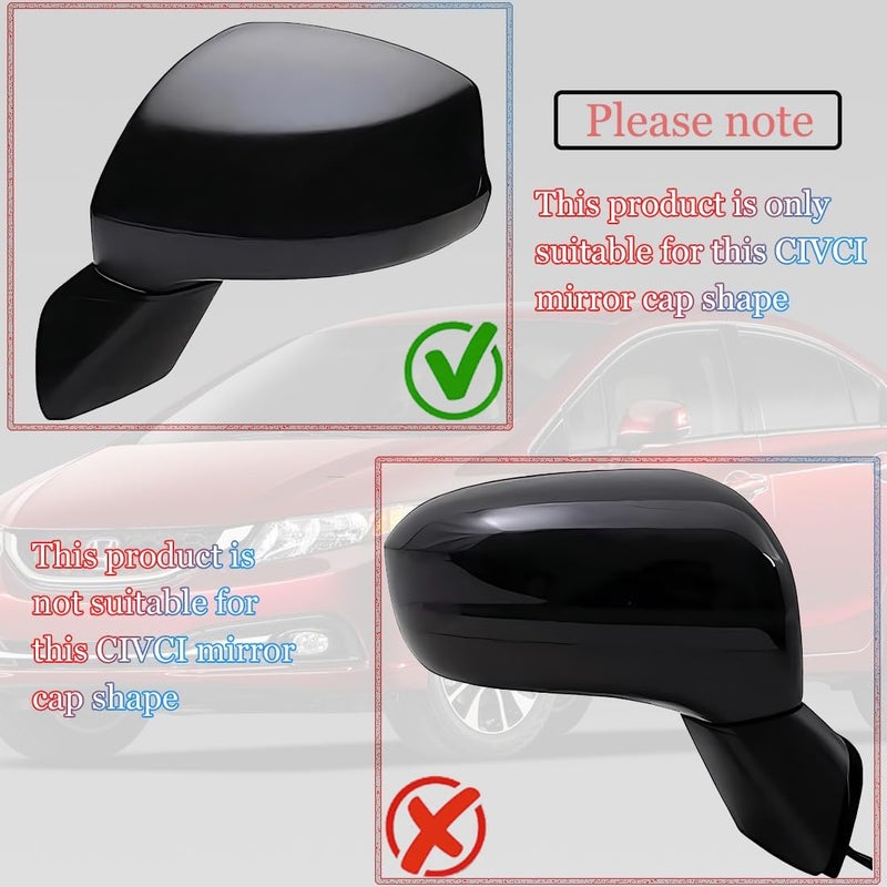 MUXEE Side Mirror Cover, for Honda Civic 2012 2013 2014 Turn Signal housing,Sports Rear View Mirror Cover Accessories-Carbon Fiber（with Turn Signal Slot） - Image 2